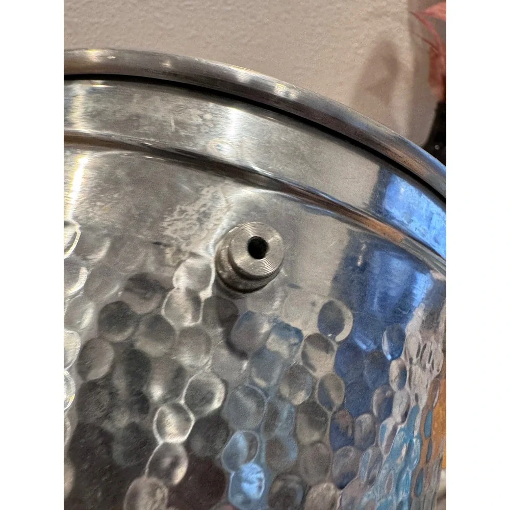 Vintage Hammered Aluminum Ice Bucket w Lid Made in Italy‎ Missing Handle MCM